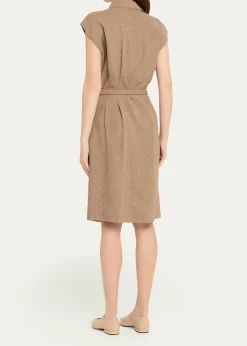 Loro PianaMaise Belted Woven Linen Shirtdress