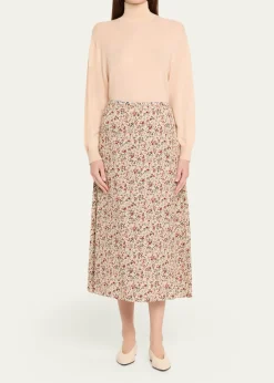Loro PianaSimona Floral-Print Silk Twill Midi Skirt