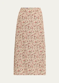 Loro PianaSimona Floral-Print Silk Twill Midi Skirt