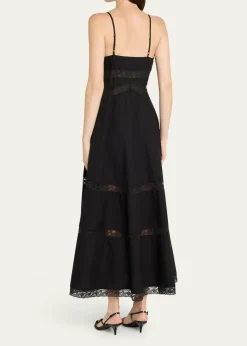 LoveShackFancyCatryn Lace-Trim Midi Dress