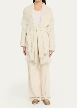 LoveShackFancyDaphira Fringe Alpaca Wrap Cardigan