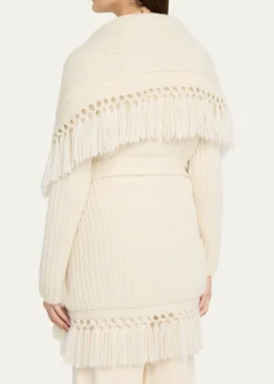 LoveShackFancyDaphira Fringe Alpaca Wrap Cardigan