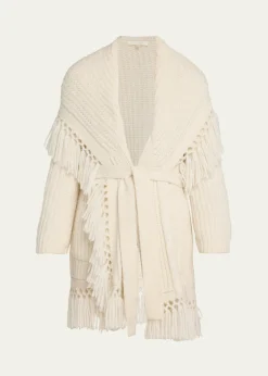 LoveShackFancyDaphira Fringe Alpaca Wrap Cardigan