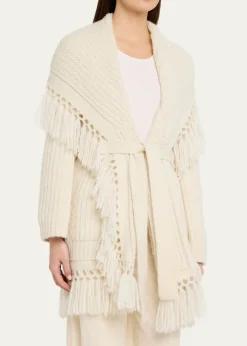 LoveShackFancyDaphira Fringe Alpaca Wrap Cardigan