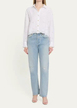 LoveShackFancyDelano Eyelet Linen Top
