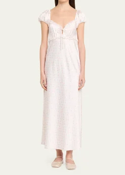 LoveShackFancyEpone Floral Puff-Sleeve Maxi Dress