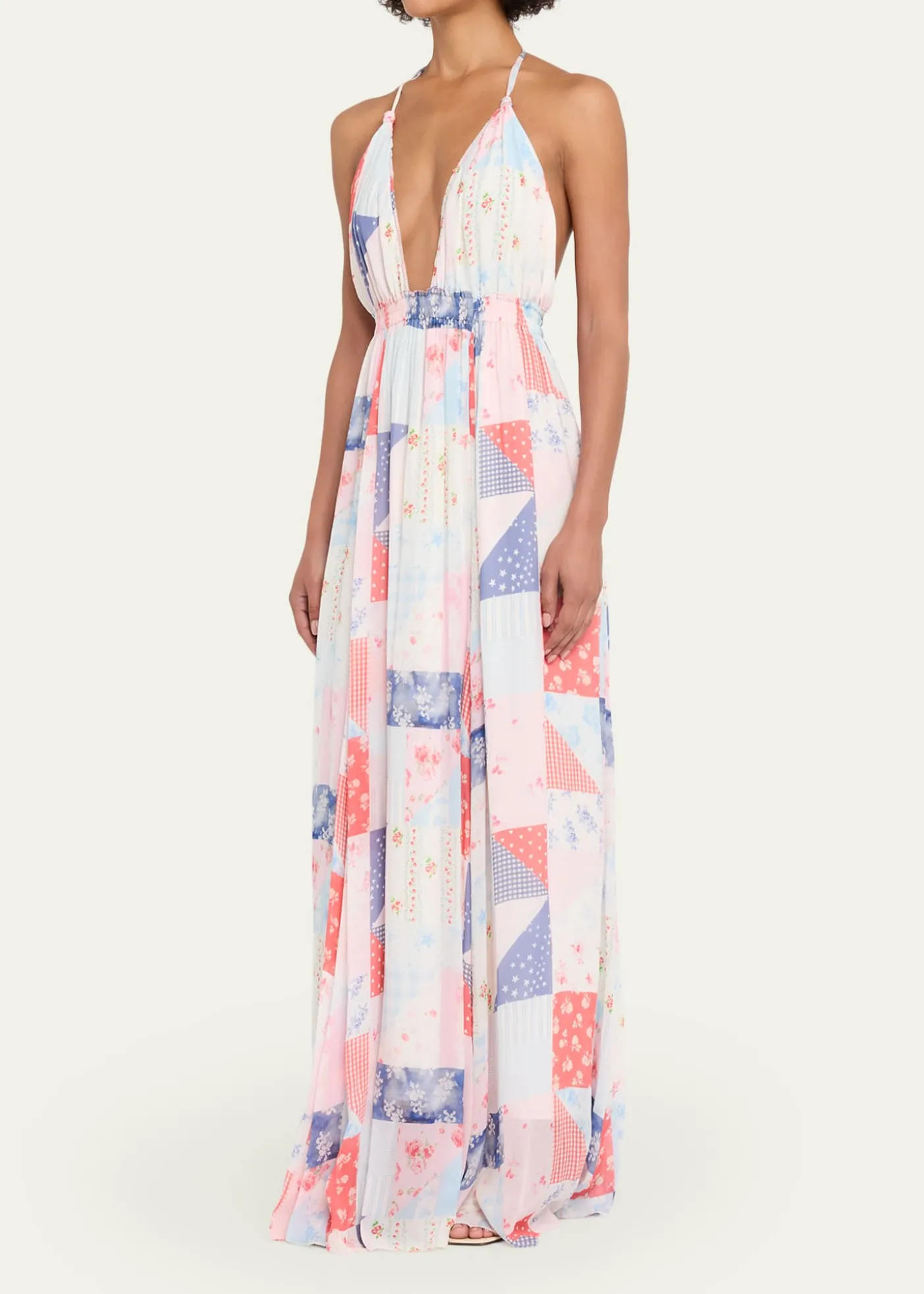 LoveShackFancyFancy Patchwork Chiffon Maxi Dress