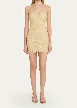 LoveShackFancyJetta Sequined Floral Lace Mini Dress