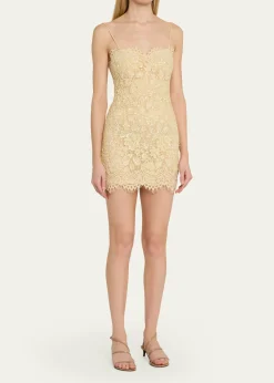 LoveShackFancyJetta Sequined Floral Lace Mini Dress