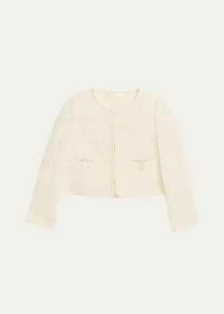 LoveShackFancyJunetta Floral Lace Cropped Jacket