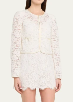 LoveShackFancyJunetta Floral Lace Cropped Jacket