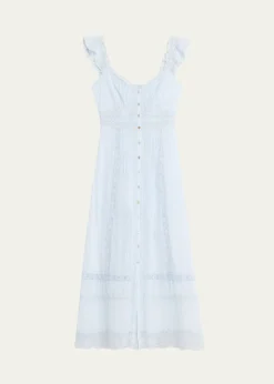 LoveShackFancyKailette Button-Front Maxi Dress