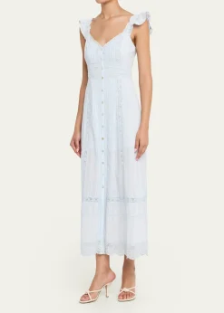 LoveShackFancyKailette Button-Front Maxi Dress