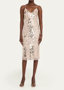 LoveShackFancyKayleen Sequined Midi Dress