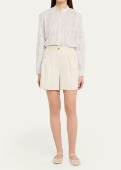 LoveShackFancyLal Embroidered Button-Front Top
