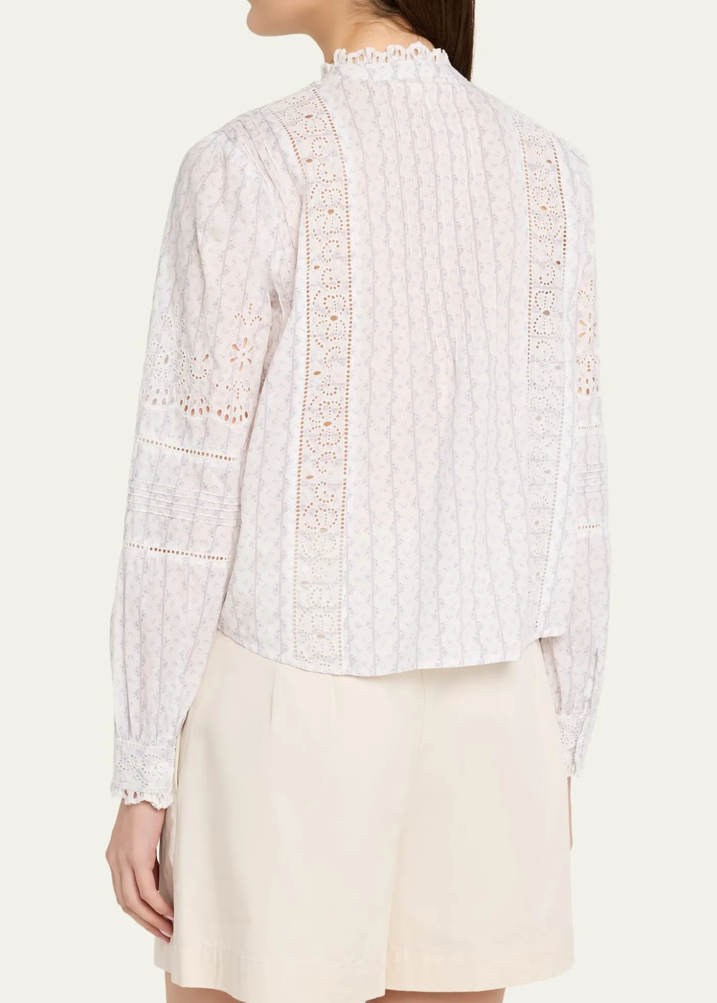 LoveShackFancyLal Embroidered Button-Front Top