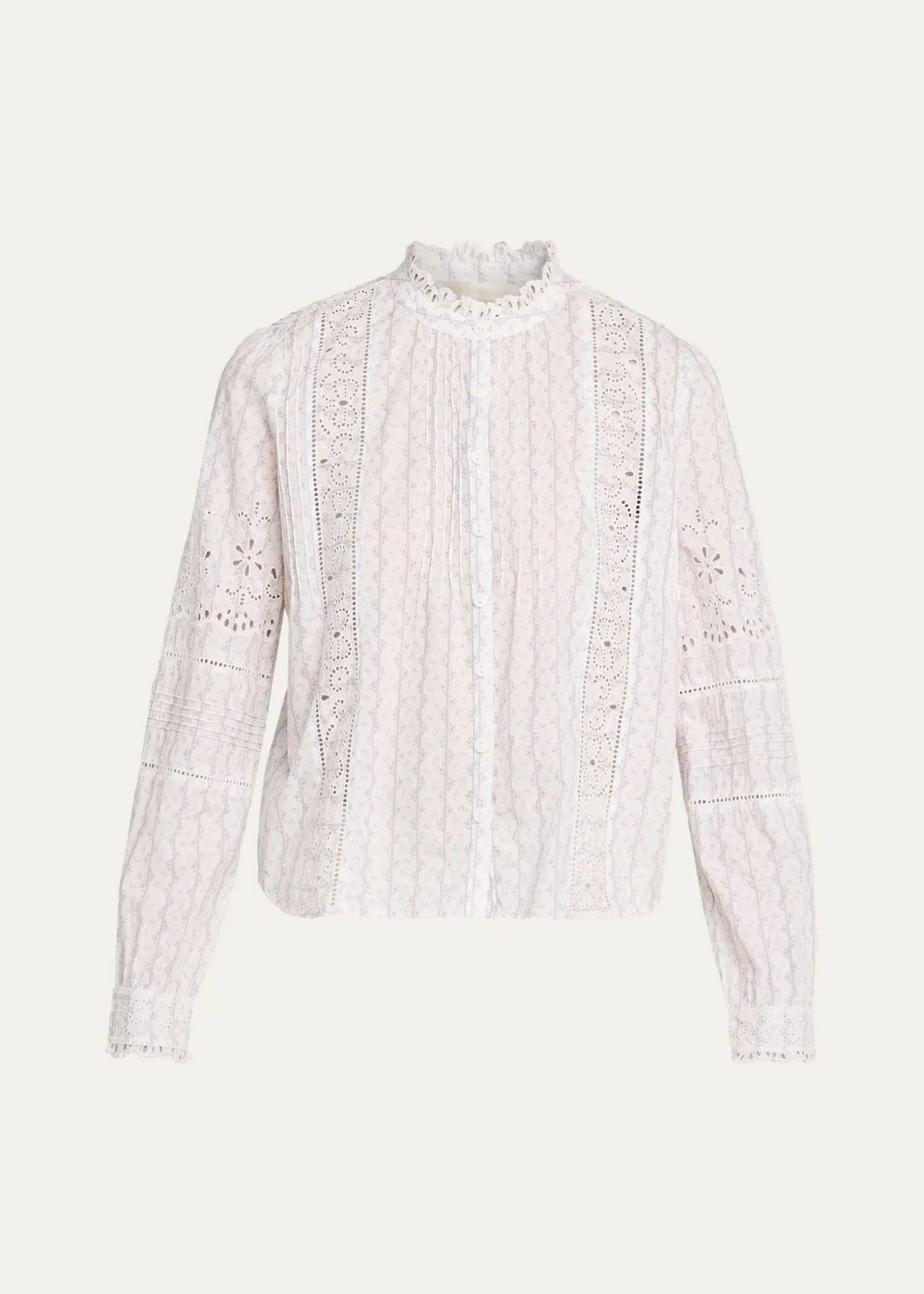 LoveShackFancyLal Embroidered Button-Front Top