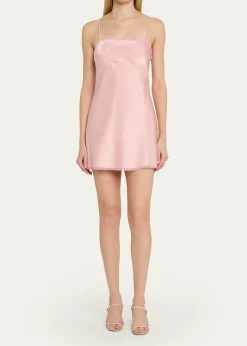 LoveShackFancyMirelis Lace Bow Crepe Mini Dress