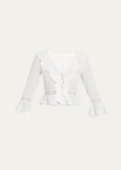 LoveShackFancyOlenna Cotton Victorian Ruffle Top