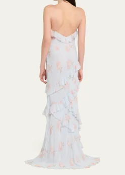 LoveShackFancyRialto Asymmetric Ruffle Maxi Dress