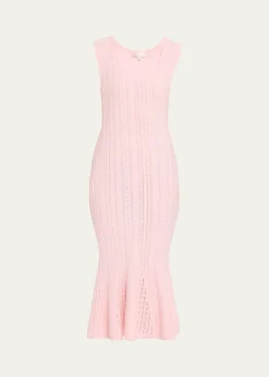 LoveShackFancyTayleen Stretch Pointelle Midi Dress
