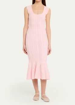 LoveShackFancyTayleen Stretch Pointelle Midi Dress