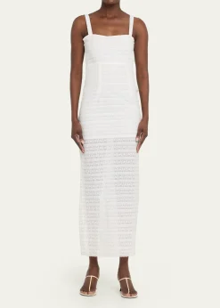 LoveShackFancyVerna Lace Stripe Midi Dress