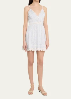 LoveShackFancyZirelle Floral Cotton Lace-Trimmed Mini Dress