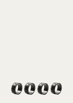 MacKenzie-ChildsBlack Check Napkin Ring, Set of 4