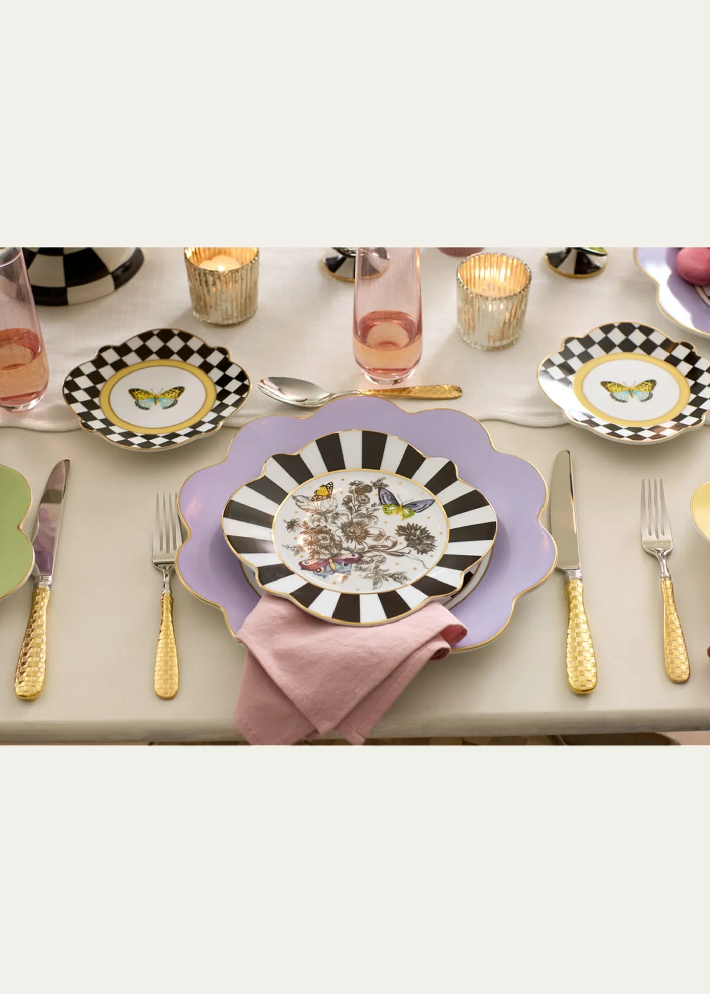 MacKenzie-ChildsButterfly Toile Dinner Plate, Lavender
