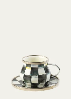 MacKenzie-ChildsCourtly Check Enamel Espresso Cup & Saucer Set