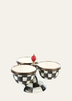 MacKenzie-ChildsCourtly Check Enamel Triple Bowl Server