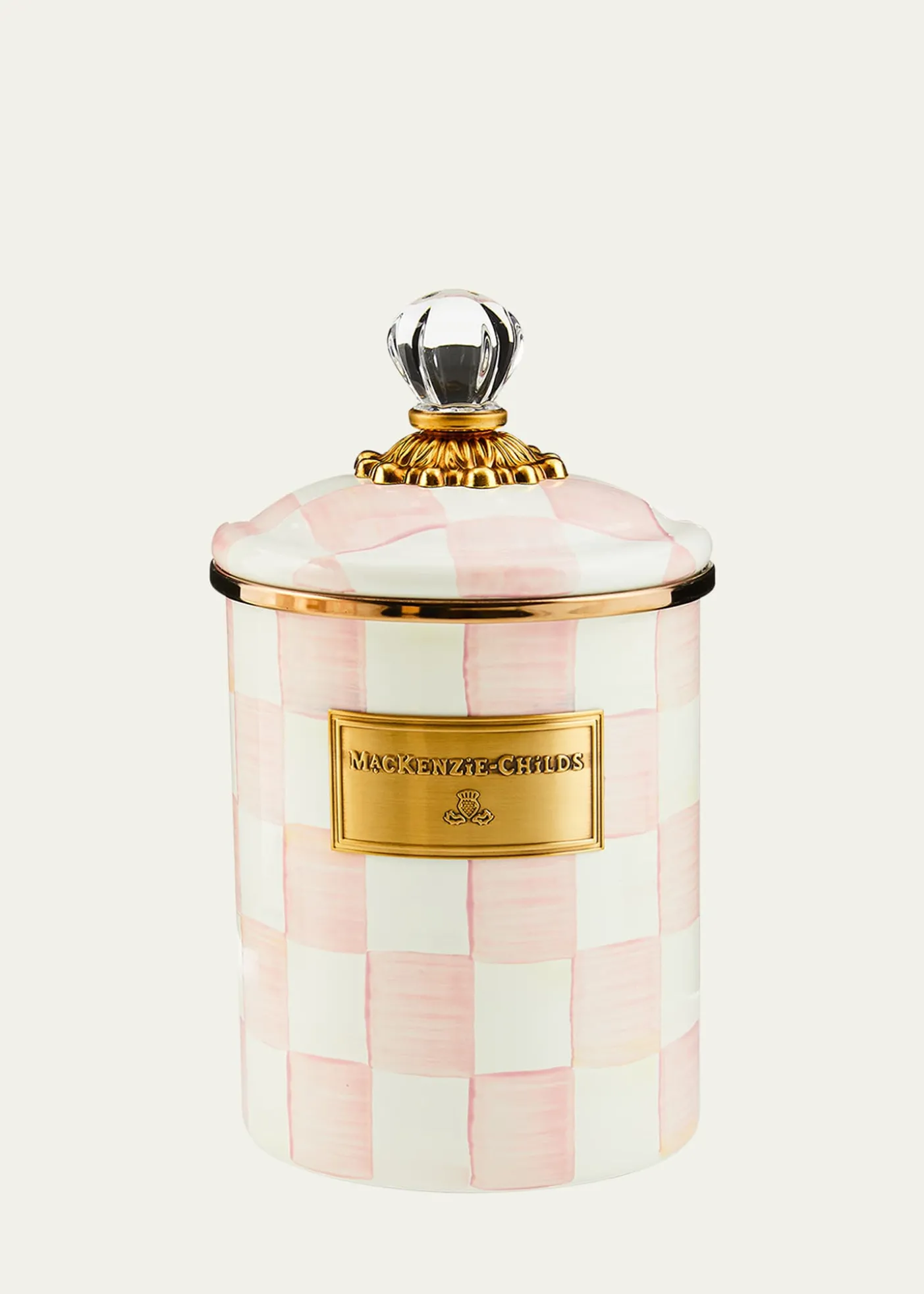 MacKenzie-ChildsRosy Check Enamel Canister, Medium
