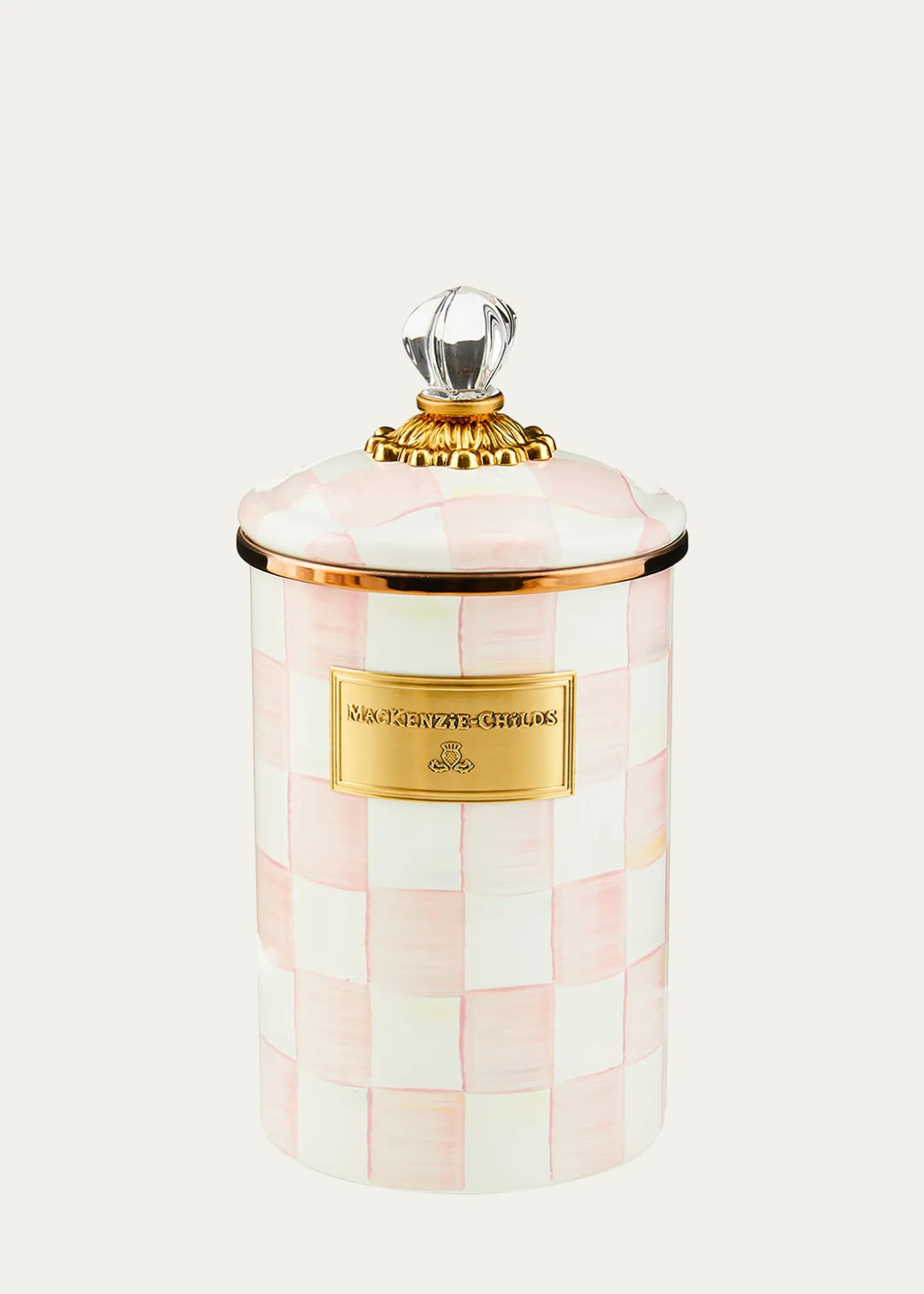 MacKenzie-ChildsRosy Check Enamel Canister, Large