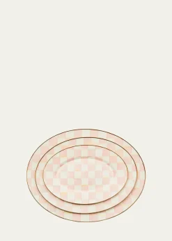 MacKenzie-Childs Rosy Check Small Oval Platter