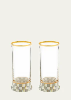 MacKenzie-ChildsSterling Check Highball Glass, Set of 2