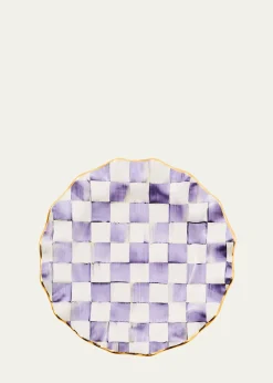 MacKenzie-ChildsViolet Check Fluted Ceramic Dinner Plate