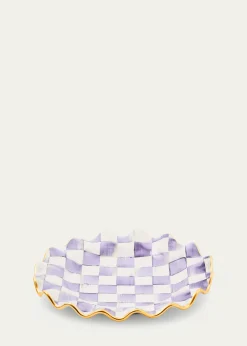 MacKenzie-ChildsViolet Check Fluted Ceramic Dinner Plate