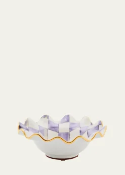 MacKenzie-ChildsViolet Check Fluted Ceramic Breakfast Bowl