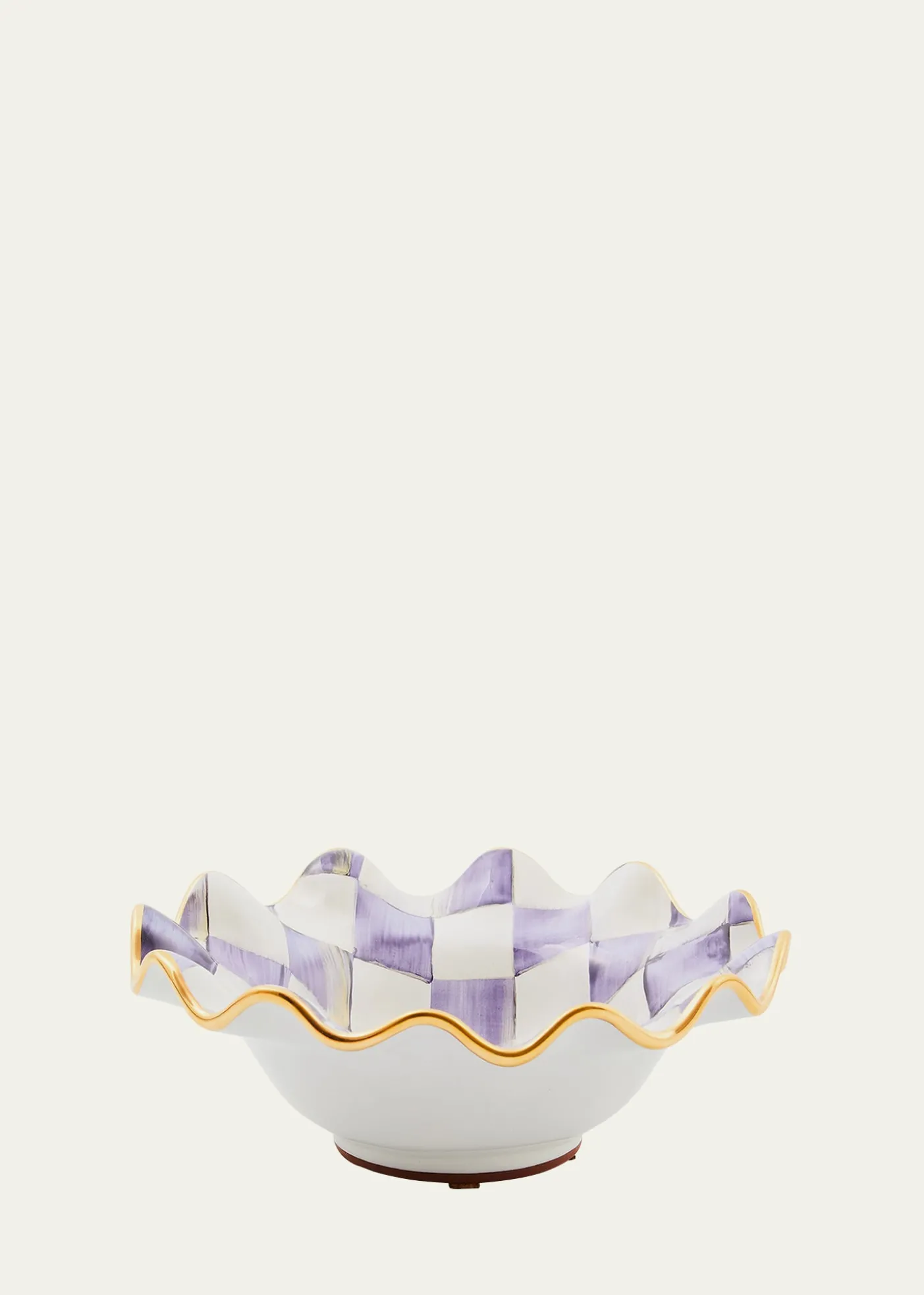 MacKenzie-ChildsViolet Check Fluted Ceramic Breakfast Bowl