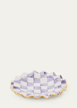 MacKenzie-ChildsViolet Check Fluted Ceramic Dessert Plate