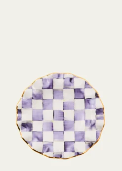 MacKenzie-ChildsViolet Check Fluted Ceramic Dessert Plate