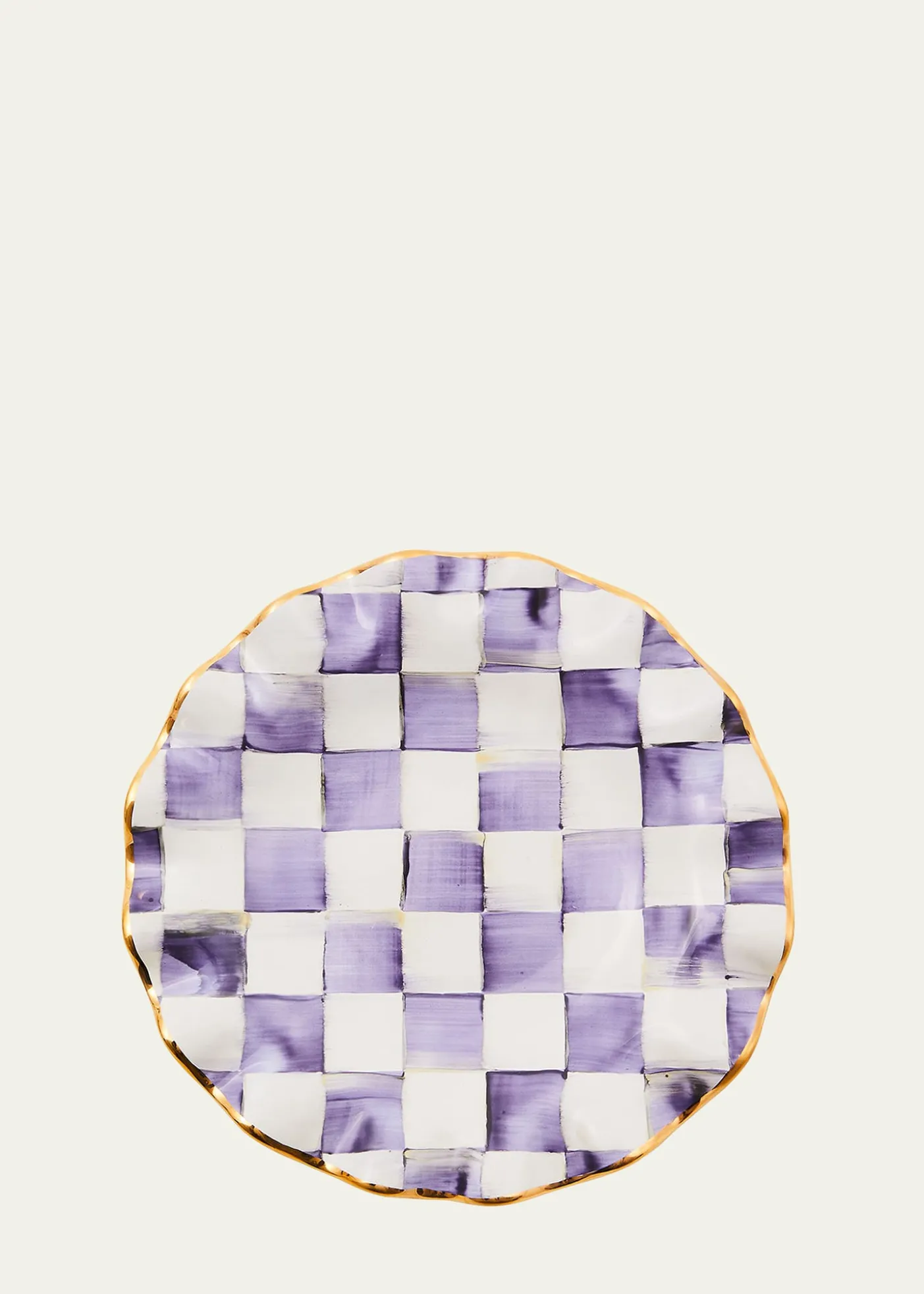 MacKenzie-ChildsViolet Check Fluted Ceramic Dessert Plate