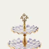 MacKenzie-ChildsViolet Check Fluted Ceramic Two-Tier Sweet Stand