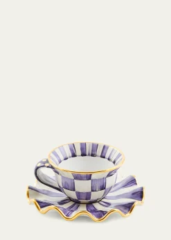 MacKenzie-ChildsViolet Check Ceramic Teacup