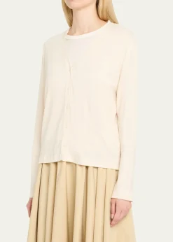 Majestic FilaturesV-Neck Button-Down Long-Sleeve Stretch-Linen Cardigan