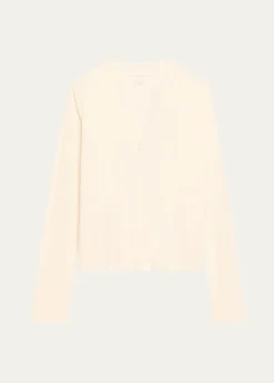 Majestic FilaturesV-Neck Button-Down Long-Sleeve Stretch-Linen Cardigan