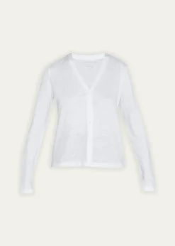 Majestic FilaturesV-Neck Button-Down Long-Sleeve Stretch-Linen Cardigan
