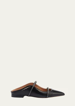 Malone SouliersMaureen Studded Leather Double-Strap Flat Mules