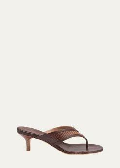 Malone Souliers45mm Koko Embossed Leather Thong Sandals